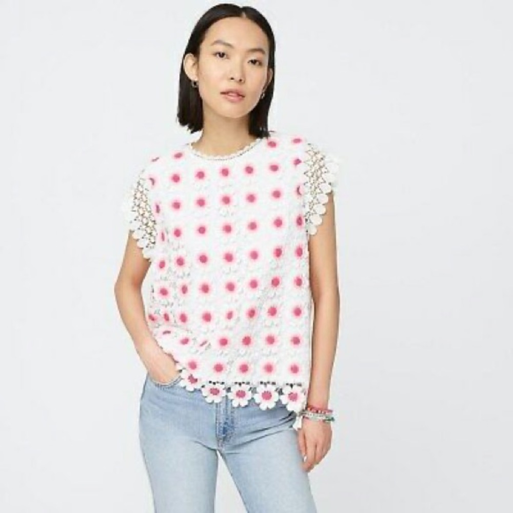 JCrew womens floral crochet sleeveless top